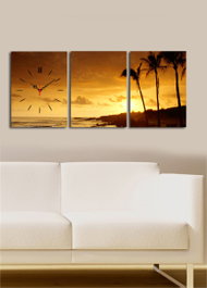 Wallity Reloj de Pared de Lienzo Decorativo 3 Piezas Multicolor
